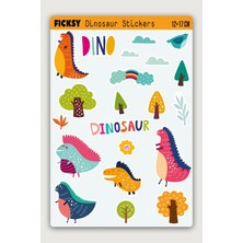 Ficksy Sevimli Dinozor Sticker Seti - 21 Adet Etiket Çıkartma