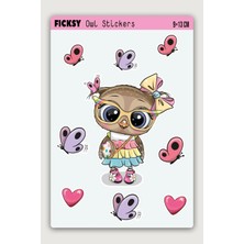 Ficksy Sevimli Baykuş Sticker Seti - 9 Adet Etiket Çıkartma