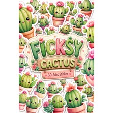 Ficksy Sevimli Kawaii Stili Kaktüs Sticker Seti - 30 Adet Etiket Çıkartma