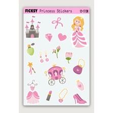 Ficksy Sevimli Prenses Sticker Seti - 17 Adet Etiket Çıkartma