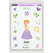 Ficksy Sevimli Prenses Sticker Seti - 16 Adet Etiket Çıkartma