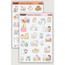 Ficksy Kawaii Stili Sevimli Anne Bebek Çocuk Hayatı Sticker Seti - 47 Adet Etiket Çıkartma