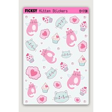 Ficksy Sevimli Yavru Kedi Sticker Seti - 25 Adet Etiket Çıkartma
