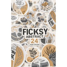 Ficksy Abstre Yuvarlak Sticker Seti - 24 Adet Etiket Çıkartma