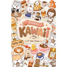 Ficksy Kawaii Stili Sevimli Hayvanlar Kahve Tutkunu Temalı Sticker Seti - 27 Adet Etiket Çıkartma