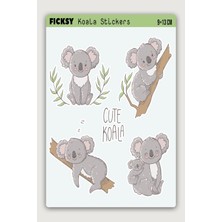 Ficksy Sevimli Koala Sticker Seti - 4 Adet Etiket Çıkartma