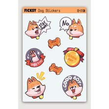 Ficksy Sevimli Yavru Shiba Inu Köpeği Sticker Seti - 8 Adet Etiket Çıkartma