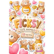 Ficksy Sevimli Ayıcık Teddy Bear Sticker Seti - 17 Adet Etiket Çıkartma