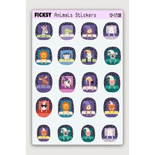 Ficksy Sevimli Hayvanlar Sticker Seti - 20 Adet Etiket Çıkartma