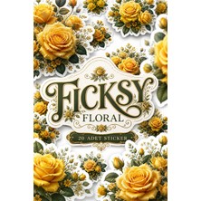 Ficksy Sarı Gül Çiçek Sticker Seti - 20 Adet Etiket Çıkartma