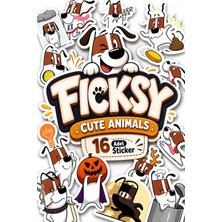 Ficksy Sevimli Köpek Sticker Seti - 16 Adet Etiket Çıkartma
