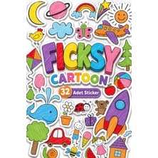 Ficksy Sevimli Doodle Stili Sticker Seti - 32 Adet Etiket Çıkartma