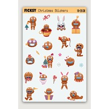 Ficksy Sevimli Yılbaşı Kurabiyesi Yeni Yıl Temalı Sticker Seti - 18 Adet Etiket Çıkartma