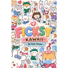 Ficksy Kawaii Stili Sevimli Hayvanlar Hemşire Temalı Sticker Seti - 34 Adet Etiket Çıkartma