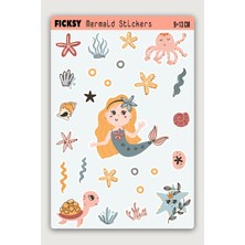 Ficksy Sevimli Deniz Kızı Sticker Seti - 20 Adet Etiket Çıkartma