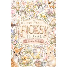 Ficksy Ilkbahar Çiçekleri Temalı Sticker Seti - 40 Adet Etiket Çıkartma