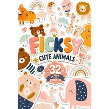 Ficksy Sevimli Hayvanlar Sticker Seti - 32 Adet Etiket Çıkartma