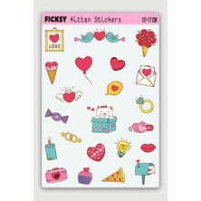 Ficksy Sevimli Pop Art Stili Yavru Kedi Sticker Seti - 22 Adet Etiket Çıkartma