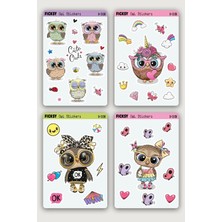 Ficksy Sevimli Baykuş Sticker Seti - 43 Adet Etiket Çıkartma