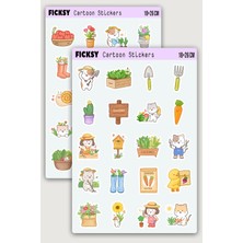 Ficksy Kawaii Sevimli Bahçıvan Sticker Seti - 40 Adet Etiket Çıkartma