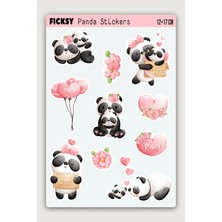 Ficksy Sevimli Panda Sticker Seti - 10 Adet Etiket Çıkartma
