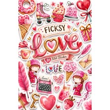 Ficksy Sevimli Genç Kız Aşk, Sevgi, Kalp ve Sevgililer Günü Temalı Sticker Seti - 31 Adet Etiket Çıkartma