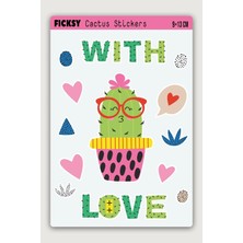 Ficksy Sevimli Kaktüs Sticker Seti- 13 Adet Etiket Çıkartma