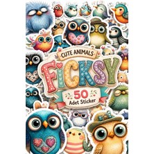 Ficksy Sevimli Kuş Sticker Seti - 50 Adet Etiket Çıkartma