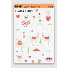 Ficksy Sevimli Lama Sticker Seti - 23 Adet Etiket Çıkartma