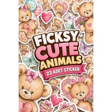 Ficksy Sevimli Ayıcık Teddy Bear Sevgililer Günü Temalı Sticker Seti - 23 Adet Etiket Çıkartma