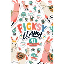 Ficksy Sevimli Mutlu Lama Sticker Seti - 41 Adet Etiket Çıkartma