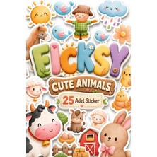 Ficksy Sevimli Çiftlik Hayvanları Sticker Seti - 25 Adet Etiket Çıkartma