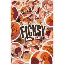Ficksy Abstre Yuvarlak Sticker Seti - 24 Adet Etiket Çıkartma