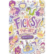 Ficksy Sevimli Pop Art Stili Prenses Sticker Seti - 18 Adet Etiket Çıkartma