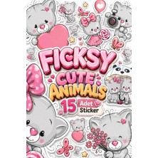Ficksy Sevimli Yavru Kedi Sticker Seti - 15 Adet Etiket Çıkartma