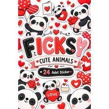Ficksy Sevimli Panda Sevgililer Günü Temalı Sticker Seti - 24 Adet Etiket Çıkartma