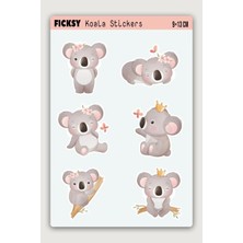 Ficksy Sevimli Koala Sticker Seti - 6 Adet Etiket Çıkartma