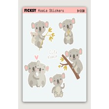 Ficksy Sevimli Koala Sticker Seti - 5 Adet Etiket Çıkartma