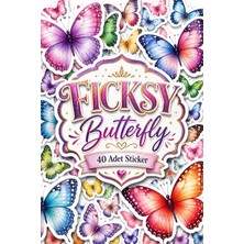 Ficksy Sevimli Kelebekler Sticker Seti - 40 Adet Etiket Çıkartma