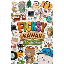Ficksy Kawaii Stili Sevimli Hayvanlar Kamp, Macera, Doğa Temalı Sticker Seti - 20 Adet Etiket Çıkartma