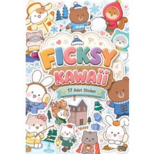 Ficksy Kawaii Stili Sevimli Hayvanlar Kış Temalı Sticker Seti - 17 Adet Etiket Çıkartma