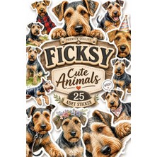Ficksy Airedale Terrier Köpek Sticker Seti - 50 Adet Etiket Çıkartma