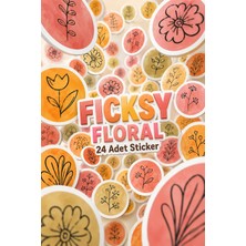 Ficksy Çiçek Sticker Seti - 24 Adet Etiket Çıkartma