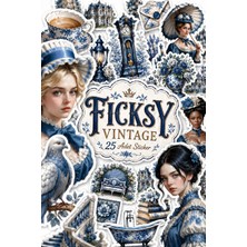 Ficksy Vintage Sticker Seti - 50 Adet Etiket Çıkartma