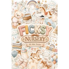 Ficksy Boho Tarzı Baby Shower Sticker - Bebek Çocuk Odası Sticker Seti - 50 Adet Etiket Çıkartma