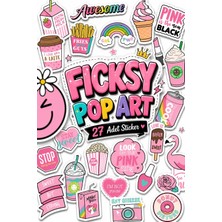 Ficksy Sevimli Pop Art Stili Sticker Seti - 27 Adet Etiket Çıkartma