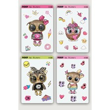 Ficksy Sevimli Baykuş Sticker Seti - 36 Adet Etiket Çıkartma
