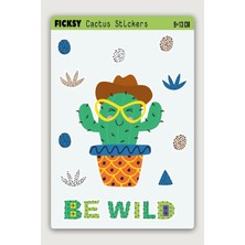 Ficksy Sevimli Gözlüklü Kaktüs Be Wild Temalı Sticker Seti - 11 Adet Etiket Çıkartma
