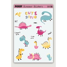 Ficksy Sevimli Dinozor Sticker Seti - 10 Adet Etiket Çıkartma