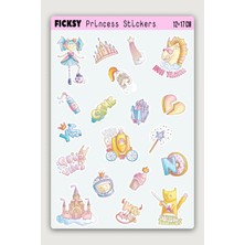 Ficksy Sevimli Pop Art Stili Prenses Sticker Seti - 19 Adet Etiket Çıkartma